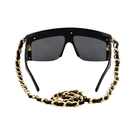 chanel rare black vintage runway chain sunglasses|Vintage Chanel Sunglasses .